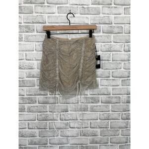 4Si3nna Gold Silver Glitter Ruched Mini Skirt Size Small NWT